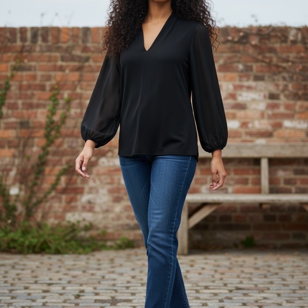 Vince Black V-Neck Top